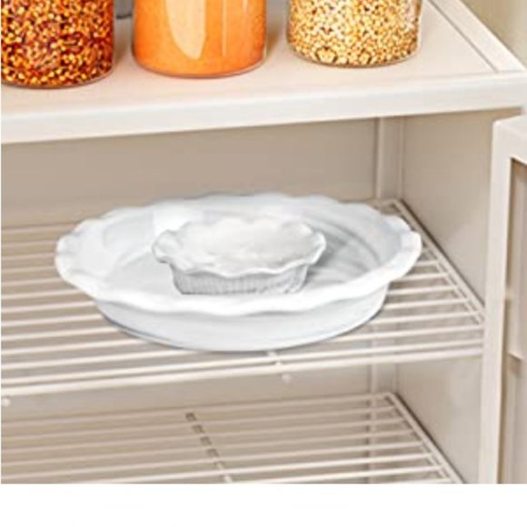 2 x ROUND RUFFLED-EDGE CERAMIC PIE PAN SET  (11"+5.5" - Marble Grey) - Picture 8 of 10